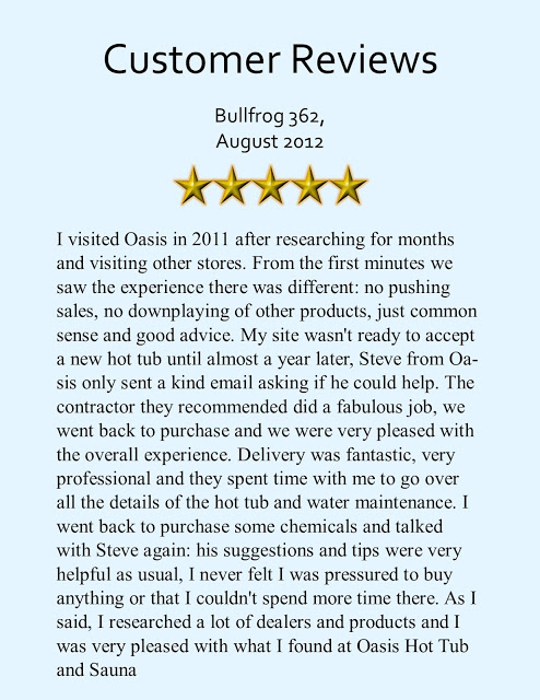 Customer reviews  BF 362 August 2012