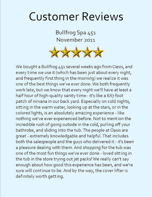Customer reviews BF 451 Nov 2011